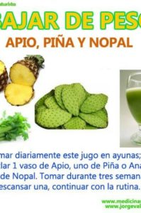 apio, piña y nopal para bajar de peso