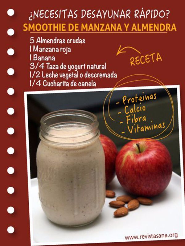 cómo hacer un smoothie de manzana y almendra