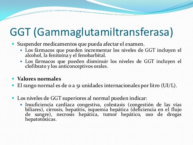 valores y causas de la gamma gt alta